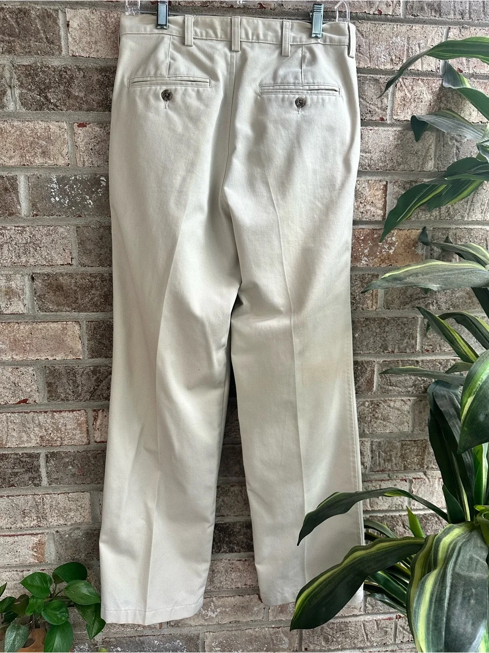 Vtg Men Cotton Ivy Crew beige tan front Pleated Dress Pants slacks Michael Pant